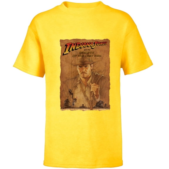 Lucasfilm Indiana Jones Raiders of the Lost Ark Poster Art - Short Sleeve T-Shirt for Kids - Customized-Yellow