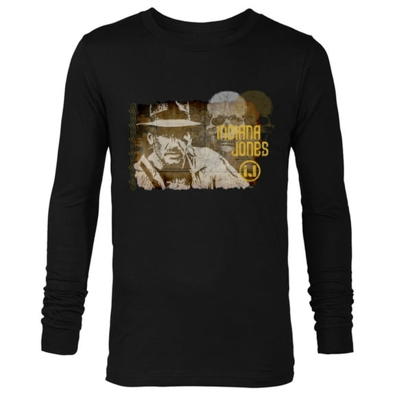 Lucasfilm Indiana Jones Vintage Map and Skull - Long Sleeve T-Shirt for Men - Customized-Black