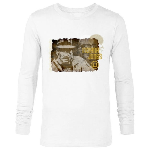 Lucasfilm Indiana Jones Vintage Map and Skull - Long Sleeve T-Shirt for Men - Customized-White
