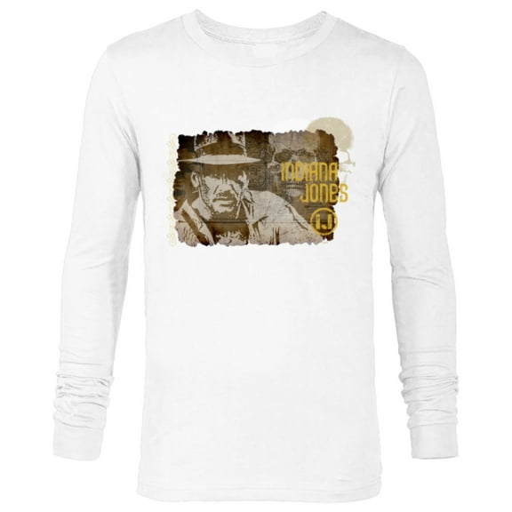 Lucasfilm Indiana Jones Vintage Map and Skull - Long Sleeve T-Shirt for Men - Customized-White