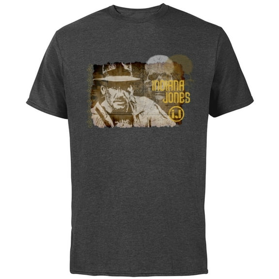 Lucasfilm Indiana Jones Vintage Map and Skull - Short Sleeve Cotton T-Shirt for Adults - Customized-Charcoal