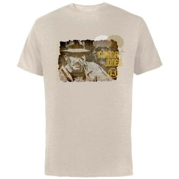 Lucasfilm Indiana Jones Vintage Map and Skull - Short Sleeve Cotton T-Shirt for Adults - Customized-Natural