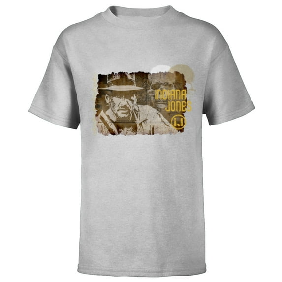 Lucasfilm Indiana Jones Vintage Map and Skull - Short Sleeve T-Shirt for Kids - Customized-Athletic Heather