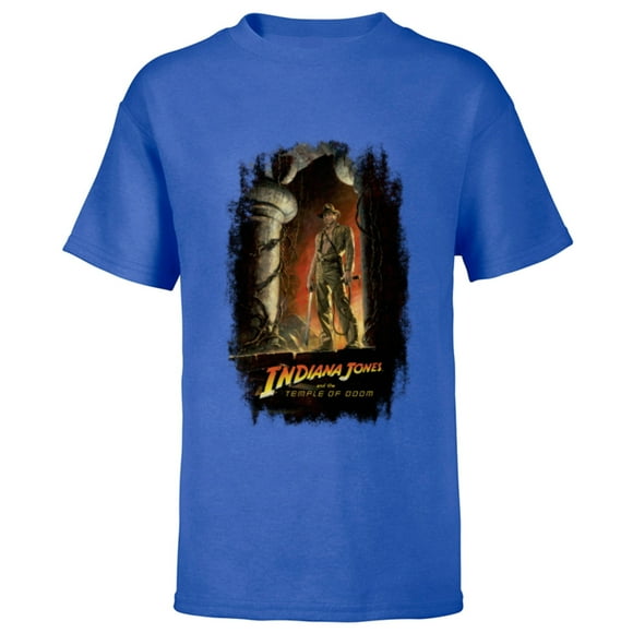 Lucasfilm Indiana Jones and the Temple of Doom Poster Art - Short Sleeve T-Shirt for Kids - Customized-Royal