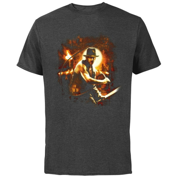 Lucasfilm Indiana Jones and the Temple of Doom with Whip - Short Sleeve Cotton T-Shirt for Adults - Customized-Charcoal