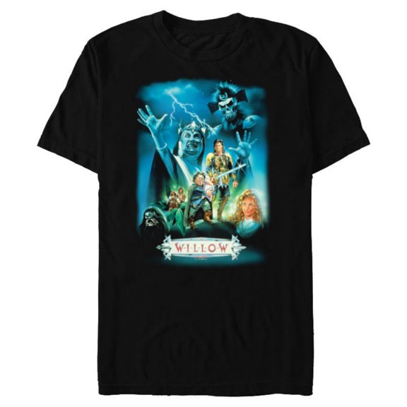 Lucasfilm Willow Illustrated Blue Movie Poster - Short Sleeve Blended T-Shirt for Adults - Customized-Black