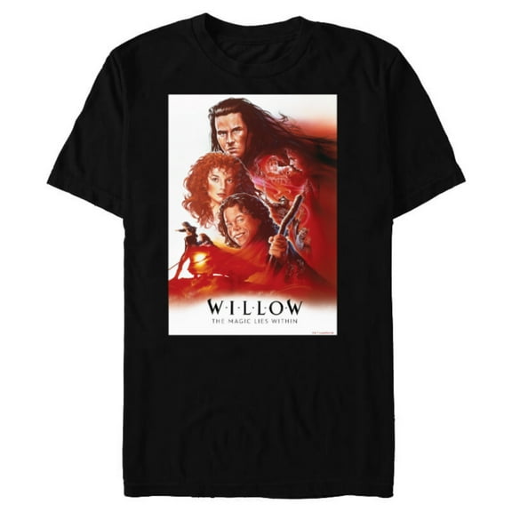 Lucasfilm Willow Illustrated Red Movie Poster - Short Sleeve Blended T-Shirt for Adults - Customized-Black