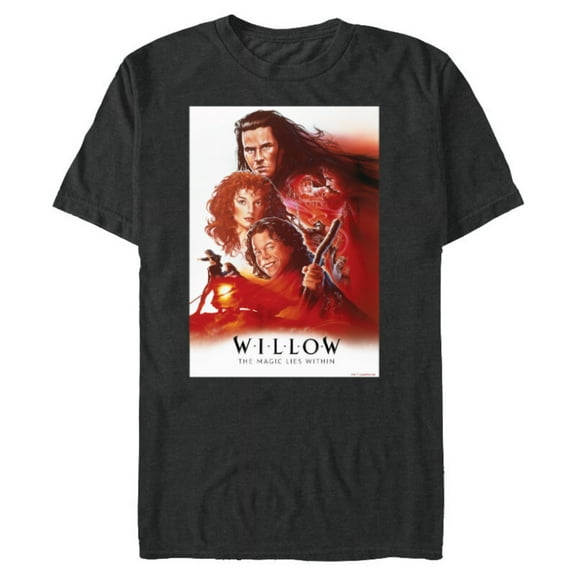 Lucasfilm Willow Illustrated Red Movie Poster - Short Sleeve Blended T-Shirt for Adults - Customized-Dark Heather