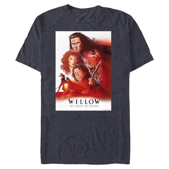 Lucasfilm Willow Illustrated Red Movie Poster - Short Sleeve Blended T-Shirt for Adults - Customized-Navy Heather