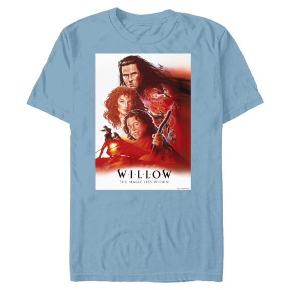 Lucasfilm Willow Illustrated Red Movie Poster - Short Sleeve Blended T-Shirt for Adults - Customized-Ocean Blue