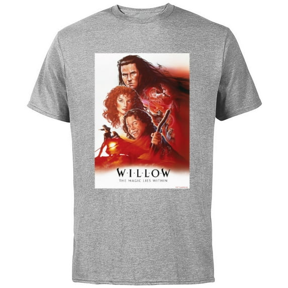 Lucasfilm Willow Illustrated Red Movie Poster - Short Sleeve Cotton T-Shirt for Adults - Customized-Athletic Heather
