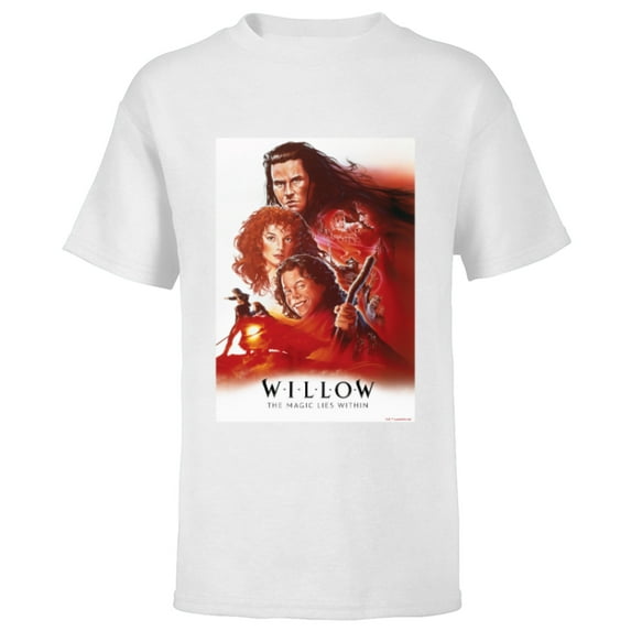 Lucasfilm Willow Illustrated Red Movie Poster - Short Sleeve T-Shirt for Kids - Customized-White