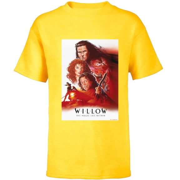 Lucasfilm Willow Illustrated Red Movie Poster - Short Sleeve T-Shirt for Kids - Customized-Yellow