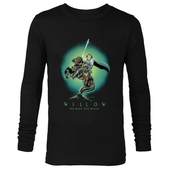 Lucasfilm Willow Movie General Kael on Horse Illustrated - Long Sleeve T-Shirt for Men - Customized-Black