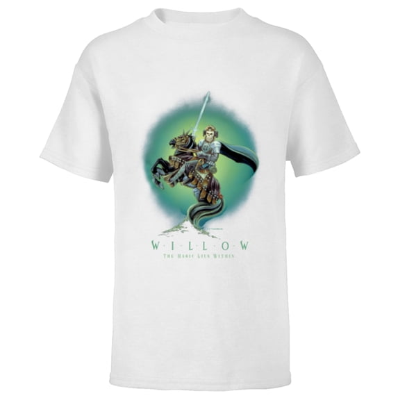 Lucasfilm Willow Movie General Kael on Horse Illustrated - Short Sleeve T-Shirt for Kids - Customized-White
