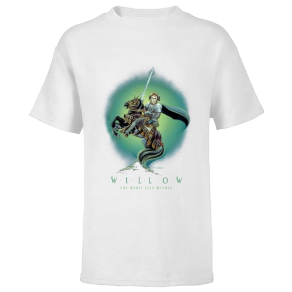 Lucasfilm Willow Movie General Kael on Horse Illustrated - Short Sleeve T-Shirt for Kids - Customized-White