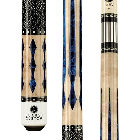 Lucasi Custom Super Birds-Eye Pool Cue with Blue Luster Inlays - 19.5oz