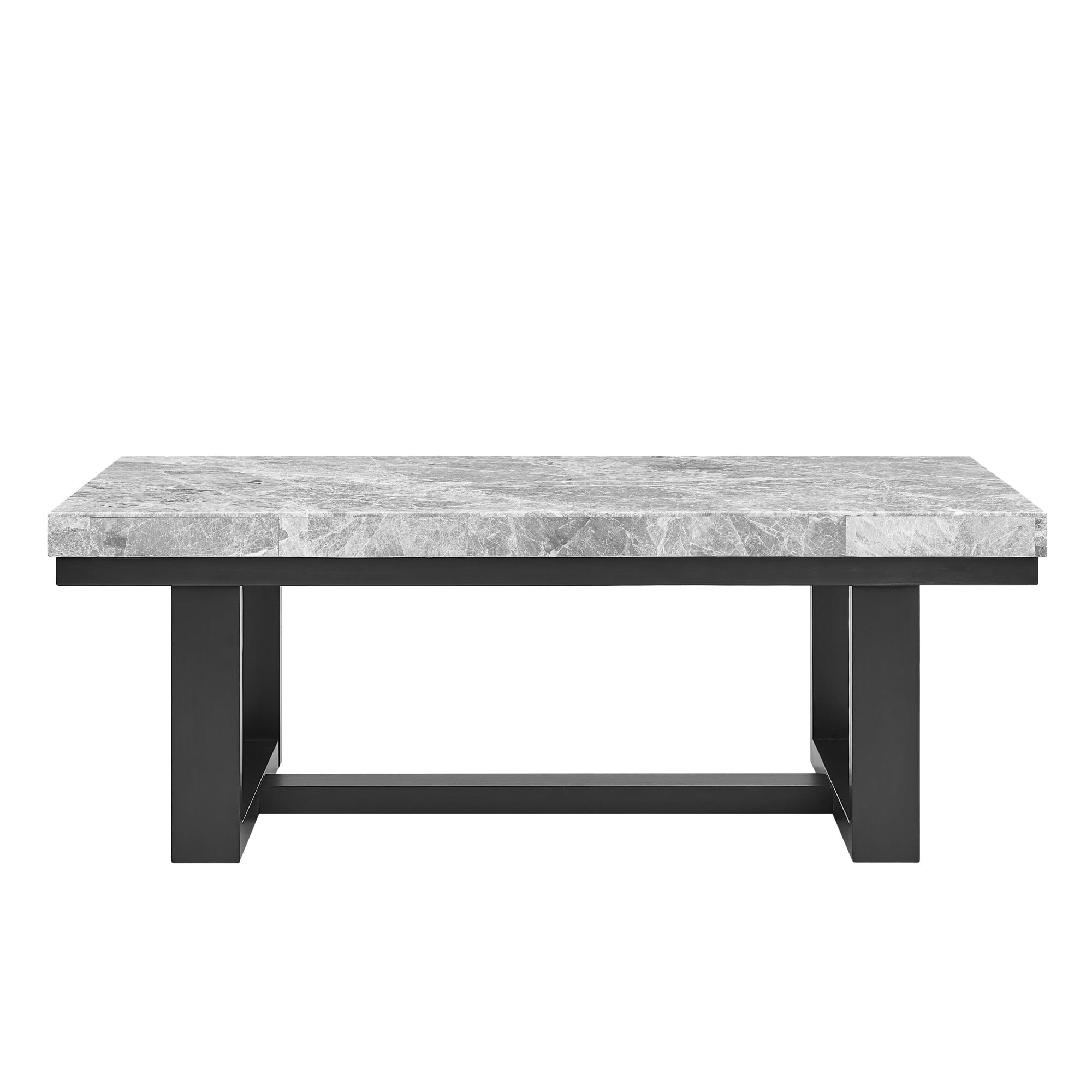 Lucca Espresso Wood and Gray Marble Rectangular Coffee Table