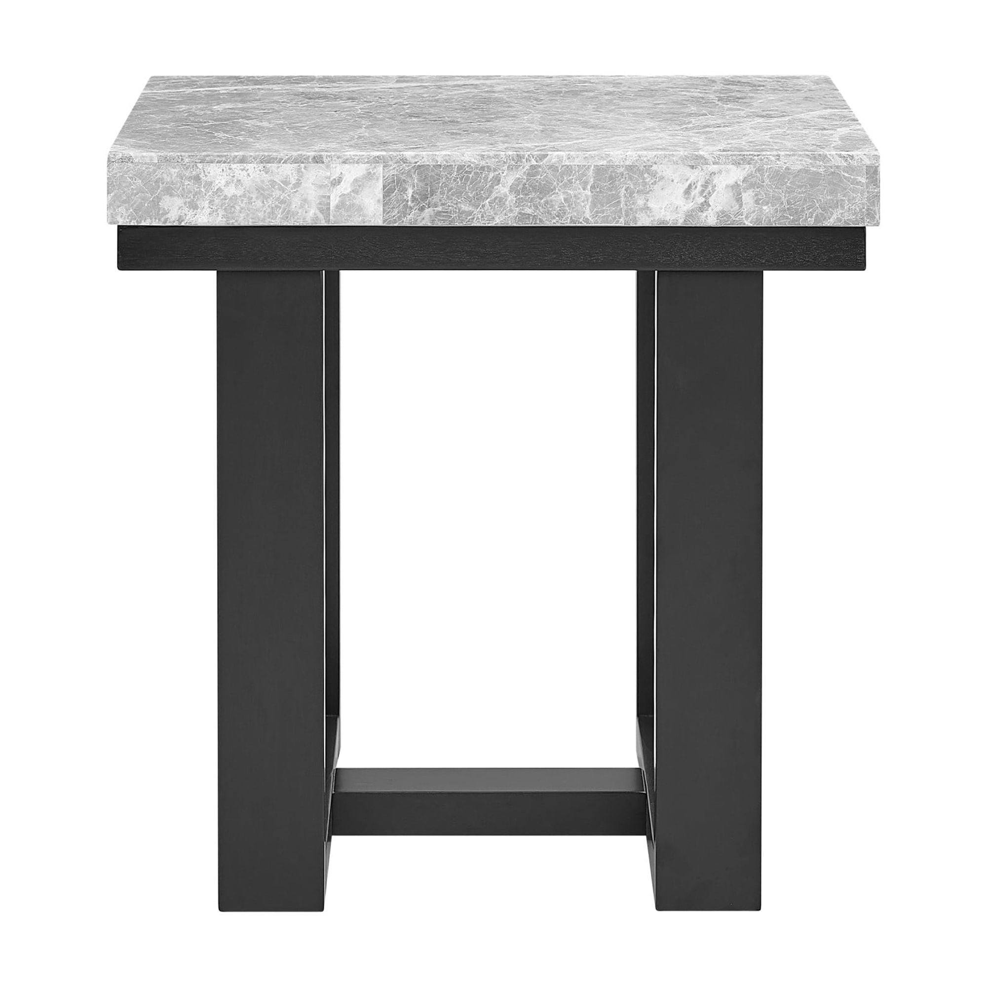 Lucca Gray Marble and Espresso Wood End Table