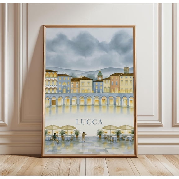 Lucca Piazza Italy Travel Print Architecture Wall Art, Unframed Paper Print