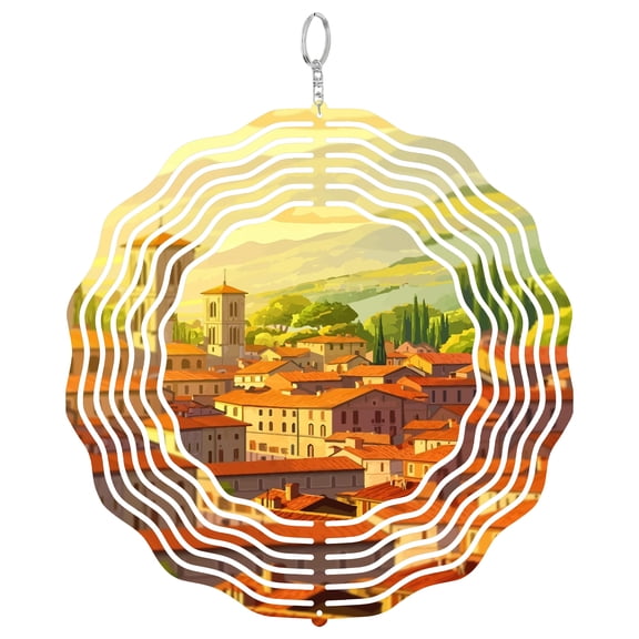 Lucca Tuscany Historical 3D Wind Spinner Stainless Steel Kinetic Art Garden Decor Italian Architecture Gift