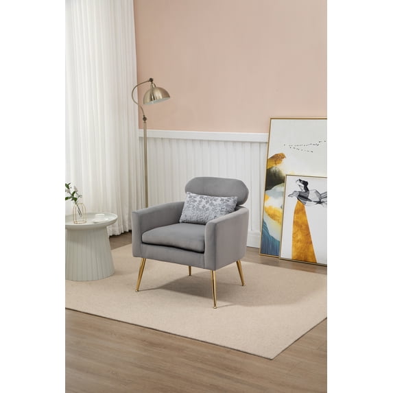 Luccalily Accent Velvet Single Sofa Chair,Upholstered Leisure Accent Living Room Chair, Comfy Armchair with Rose Golden Metal Legs,Mid-Century Modern Velvet Single Sofa Chair