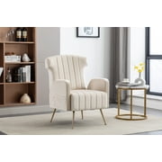 Luccalily Accent Velvet Wingback Sofa Chair,Upholstered Leisure Accent Living Room Chair,High Wingback Comfy Armchair with Golden Metal Legs,Mid-Century Modern Velvet Chair for Living Room, Bedroom