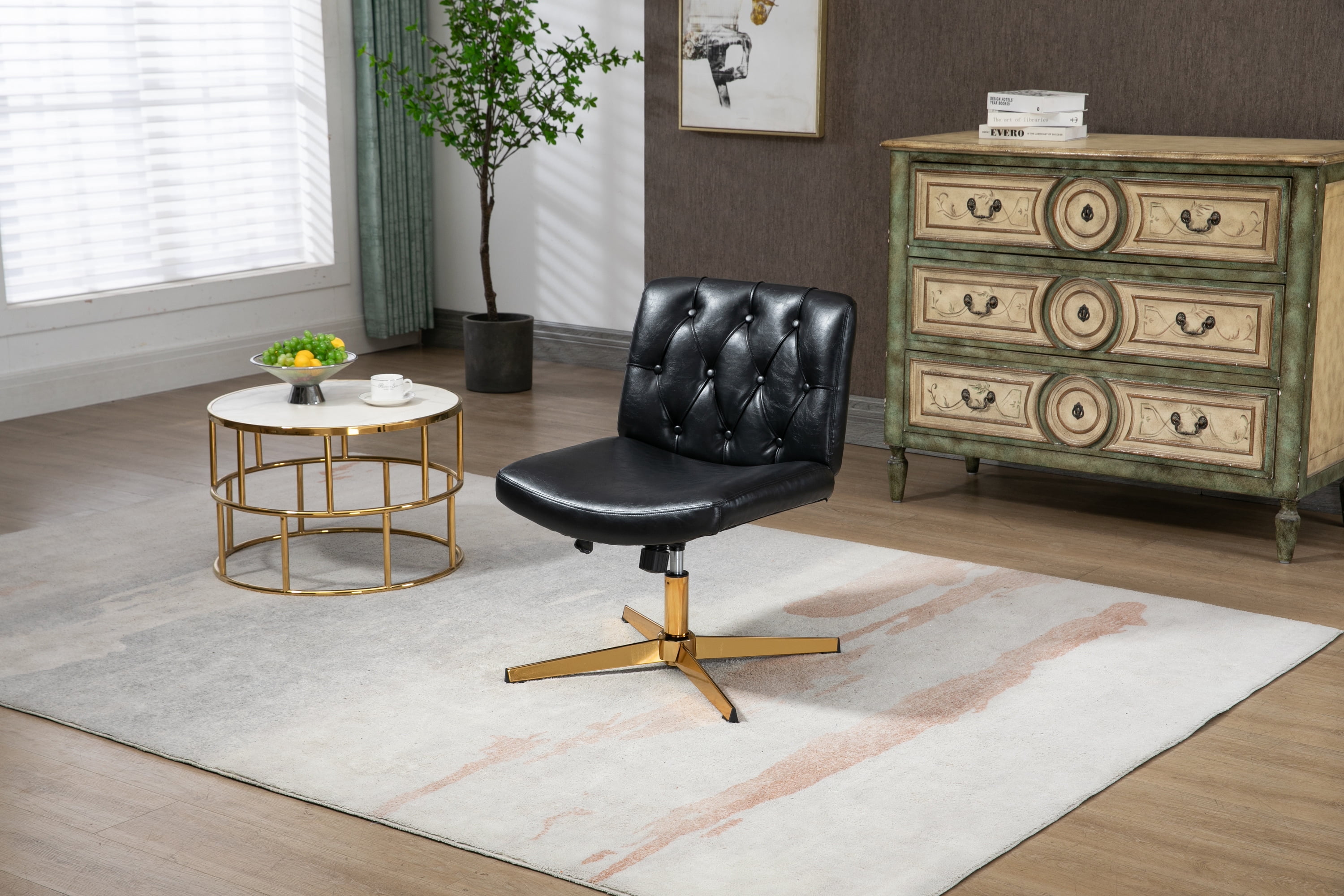 Luccalily Armless Office Desk Chair No Wheels, Vanity Chair, Modern ...