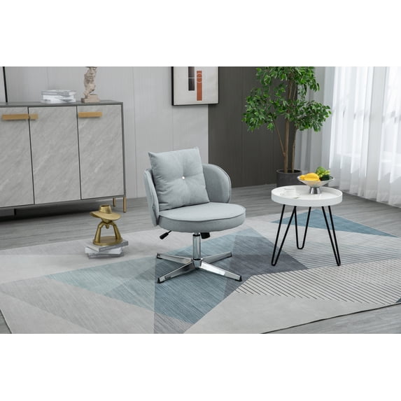 Luccalily Armless Office Desk Chair No Wheels, Vanity Chair, Modern Adjustable Home Computer Executive Chair Swivel Task Chair for Small Space, Living Room, Make-up, Studying