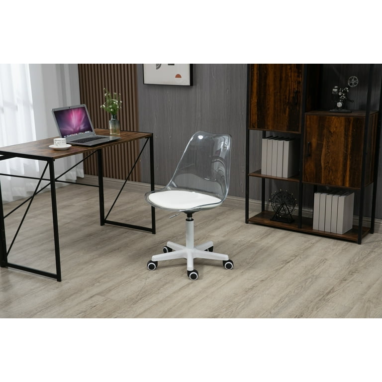Luccalily Clear Acrylic Desk Swivel Chair with Cushion, Adjustable