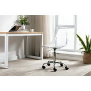 Luccalily Clear Acrylic Rolling Chair,Modern Small Cute Armless Vanity Rolling Plastic Chair Home Office Lucite Ghost Chairs with Adjustable Height and Wheels