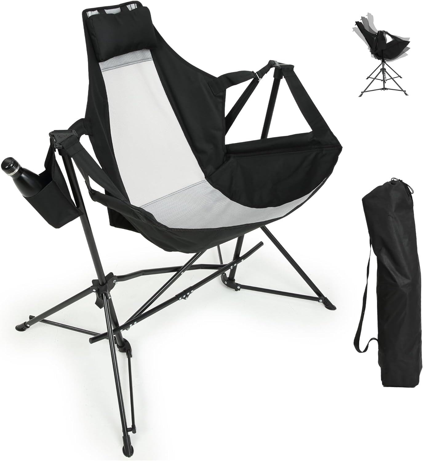 Luccalily Folding Hammock Chair, Portable Camping Chair with Storage