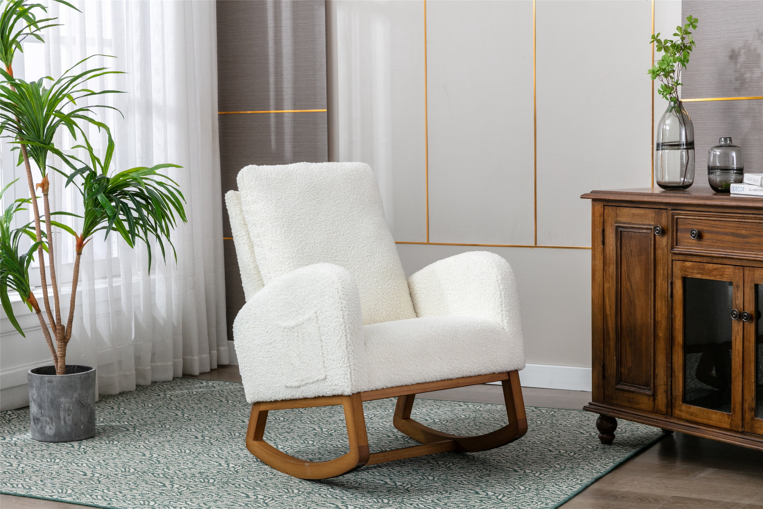 Luccalily Rocking Accent Chair, Upholstered Glider Chair with Fabric ...