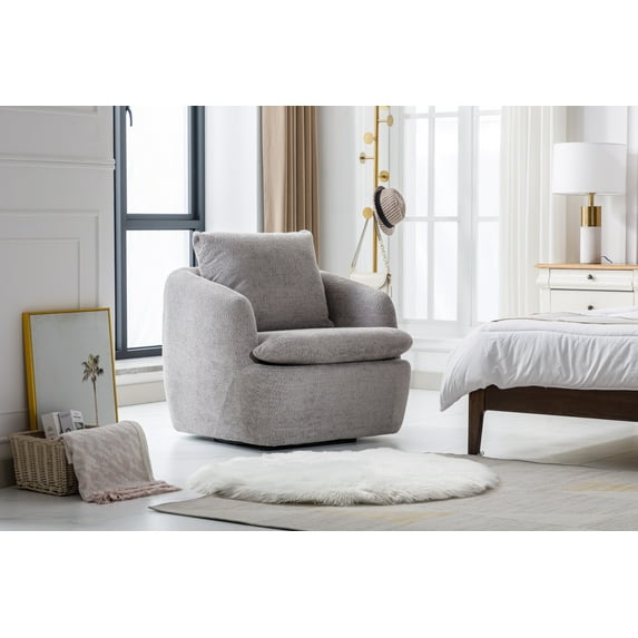 Luccalily Swivel Barrel Chair, Comfy Round Accent Sofa Chair for Living Room, 360 Degree Swivel Barrel Club Chair, Leisure Arm Chair for Nursery, Hotel, Bedroom, Office, Lounge