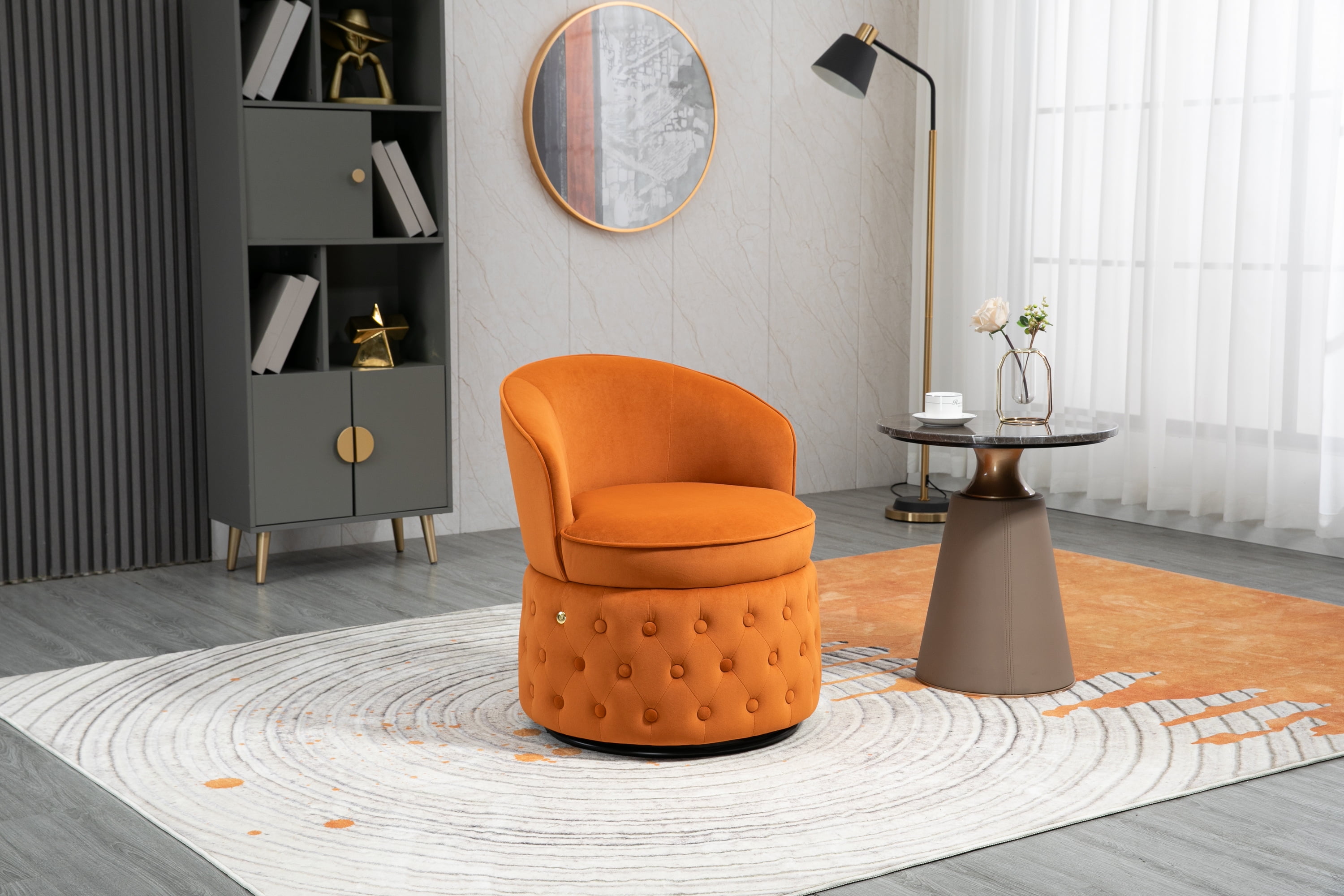 Luccalily Swivel Cuddle Barrel Accent Sofa Chairs, 360°Round Armchairs with Wide Upholstered