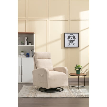 Luccalily Upholstered Swivel Glider.Rocking Chair for Nursery With One Left Bag.Modern Style Sofa Chair