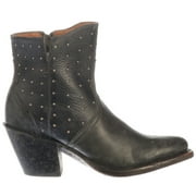 Lucchese Womens Harley Cowhide Studded Round Toe Cowboy Ankle Boots