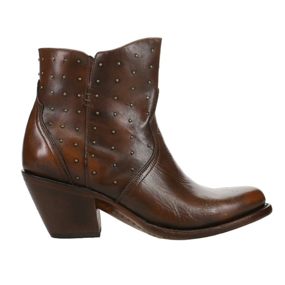 Lucchese Womens Harley Cowhide Zippered Studded Round Toe Cowboy  Ankle Dre