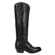 Lucchese  Womens Peri Tall Shaft Tooled-Inlay Round Toe   Dress Boots   Mid Calf Low Heel 1-2"