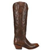 Lucchese  Womens Peri Tooled-Inlay Round Toe   Dress Boots   Mid Calf Low Heel 1-2"