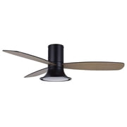 Lucci Air Flusso 52" Flush Mount DC Indoor/Outdoor Ceiling Fan with Light and Remote, Damp Rated, Low Profile Modern Black Ceiling Fan