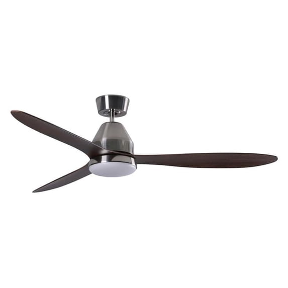 Lucci Air Whitehaven 56" Smart WiFi Indoor/Outdoor DC Ceiling Fan with LED Light and Remote, Damp Rated, Brushed Chrome with Koa Blades