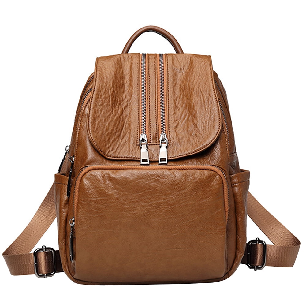 Chic Brown Faux Leather Backpack Brown Faux Leather Small Backpack – Bella Cowgirl Boutique main image 2