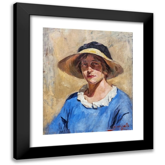 Luce Boyals 12x14 Black Modern Framed Museum Art Print Titled - Self-Portrait with a Straw Hat