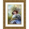 thumbnail image 1 of Luce Boyals 14x18 Gold Ornate Wood Frame and Double Matted Museum Art Print Titled - Young Girl with Bouquet, 1 of 4