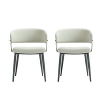 Luce Oatmeal Textured Leatherette Dining Chair with Metal Legs - Set of 2