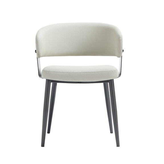 Luce Oatmeal Textured Leatherette Dining Chair with Metal Legs
