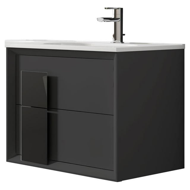 Lucena Bath Decor Cristal 40" Wood Vanity with Ceramic Sink in Gray