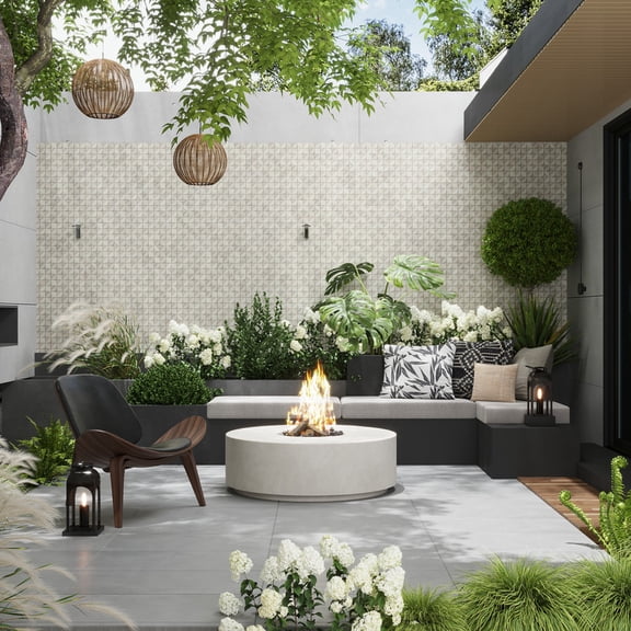 Lucenza 12x12 in. Beige Matte Recycled Glass Petal Mosaic Wall and Floor Tile (10.6 sq ft/case, 10-Pack)