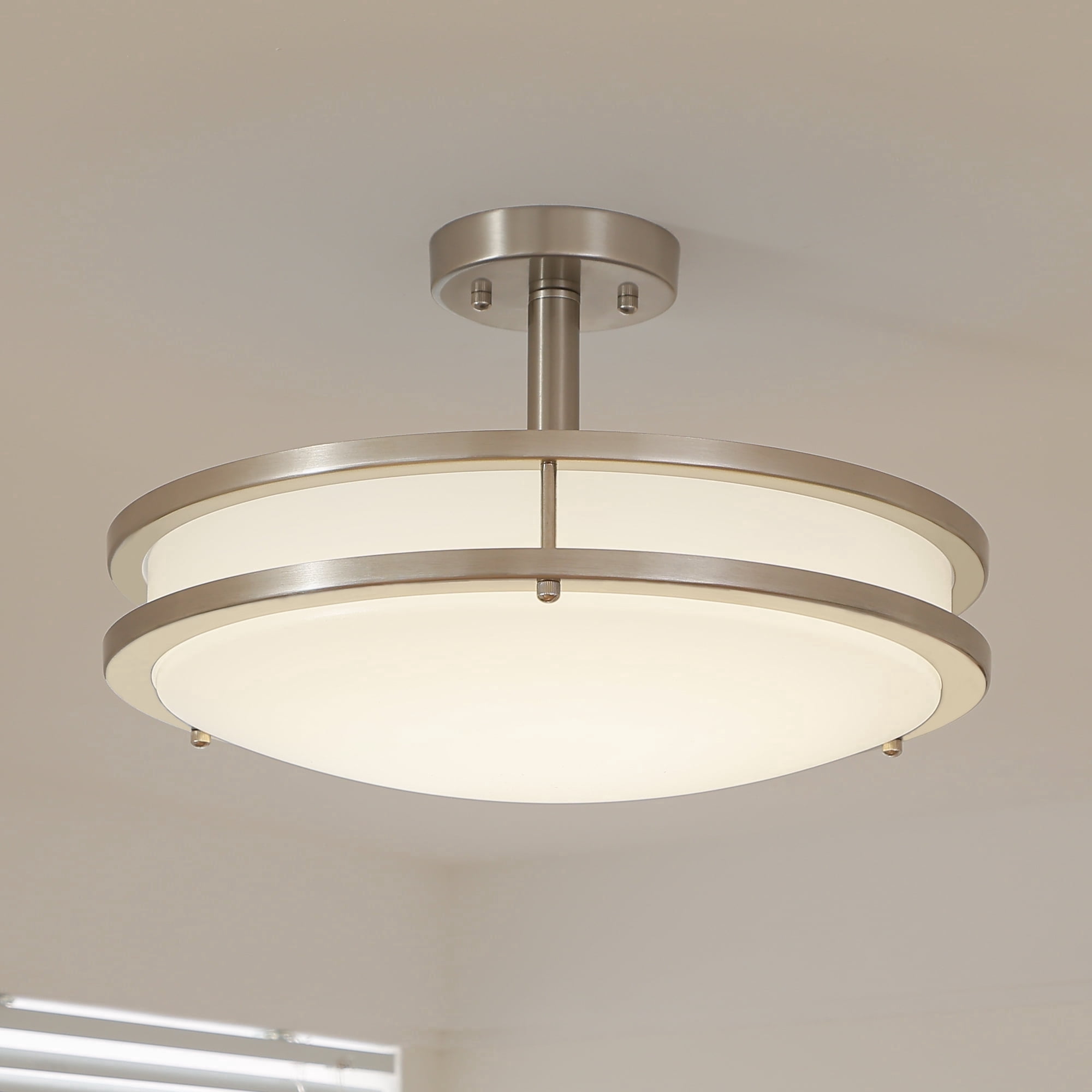 Lucere 14'' Modern LED Semi Flush Mount Ceiling Light Fixture ,Brushed Nickel Ceiling Light, 4000K Cool White, Dimmable, CETL Listed, Modern Lamps for Living Room Ceiling